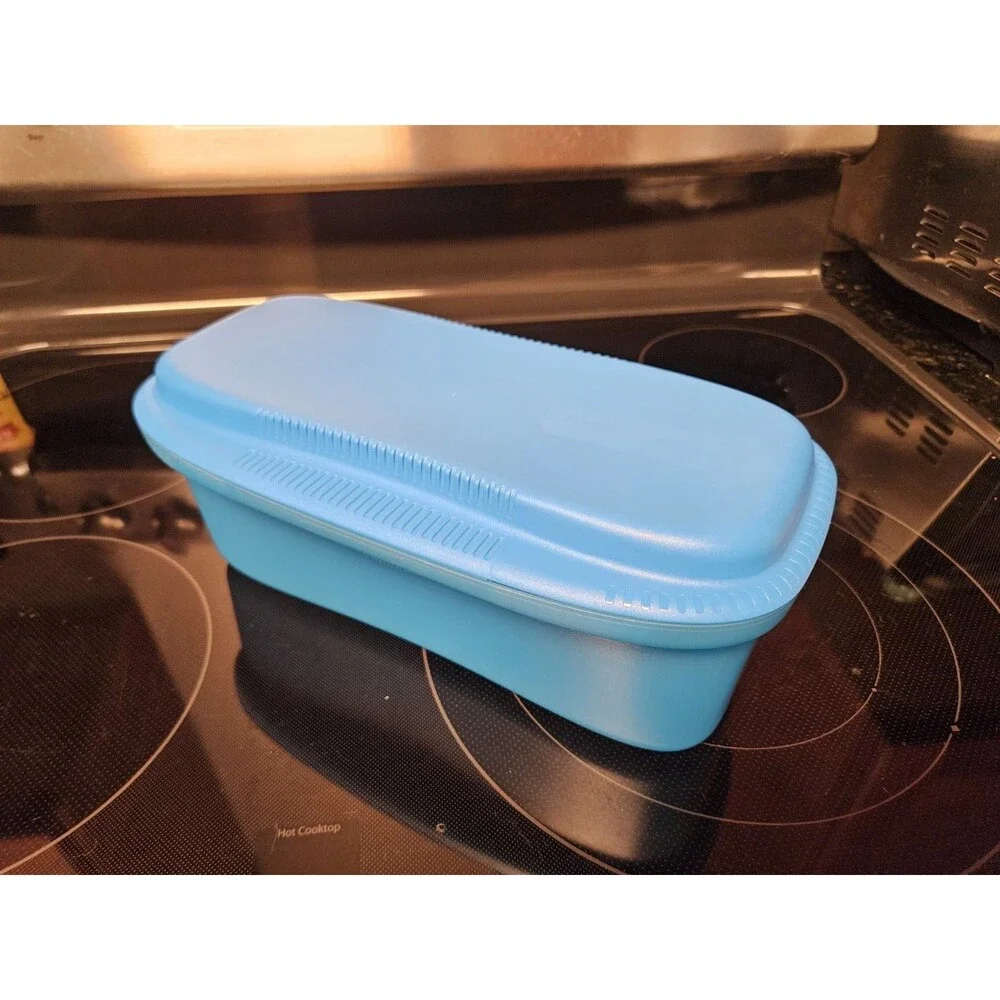 Blue Tupperware Microwave Pasta Maker Spaghetti Cooker #6775A W/ Lid #7209A EUC